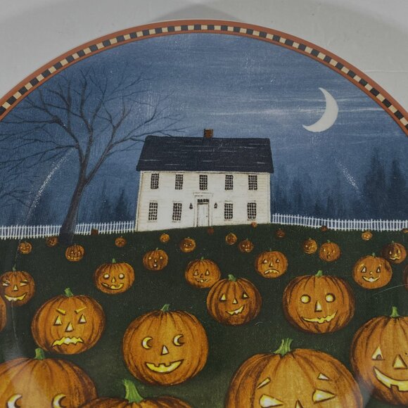 VTG Sakura Pumpkin Hollow David Carter Brown Plates Black Cat & Jack O' Lanterns - Picture 11 of 12